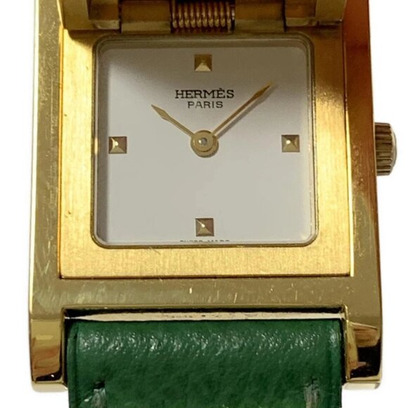 Auth HERMES Medor - 6***** Green Gold Women's Wrist Watch - Picture 1 of 6